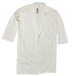 J‎ Crew White Open Front Ella Long Oversized Cardigan
